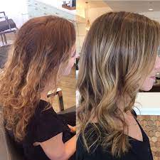 Here S An Example Of A Before And After Done On A Brassy Red Orange Color Strategic Highlights Low Lights And A Co Brassy Hair Hair Beauty Tone Orange Hair