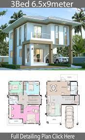 12.00 x 10.00 land size (sq.m) : House Design Plan 6 5x9m With 3 Bedrooms House Idea Maquetes De Casas Projectos De Casas Projetos De Casas Pequenas