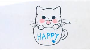 Comment Dessiner Un Chaton Kawaii Dans Une Minuscule Tasse De The Comment Dessiner Un Chat Dessin Chat Dessin