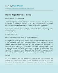 Implied Topic Sentence Free Essay Example