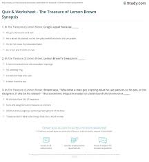 Quiz Worksheet The Treasure Of Lemon Brown Synopsis Study Com