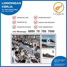 Lowongan kerja bumn pt pertamina (persero) september 2016.hakim 2017, pkh 2017, lowongan kurir tokopedia, lowongan kerja pabrik sepatu ngawi, lowongan kerja pabrik sarung tangan di. Lowongan Kerja Pt Adco Pakis Mas Di Solo Info Loker Solo