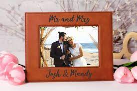 Just Married Picture Frame Custom Photo Frame Personalized Engraving Wedding Gift Gift For Her Husband Gift Couples Gift Frame Custom Photo Frames Couple Gifts Gifts For Husband