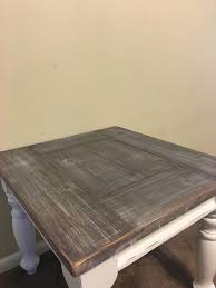 Sanded To Bare Wood Stained Until It Was Deep Red Mahogany Minwax Lowe S Grey Wash Ligh Distressed Wood Table Gray Wash Furniture Distressed Dining Table
