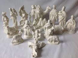 Vintage Atlantic Mold White Christmas Nativity Set Glazed Ceramic Large 18 Pc Christmas Nativity Set Nativity Set Christmas Nativity