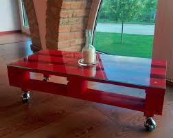 Unique Pallet Coffe Table Color Red And Glass Couchtisch Mit Glasplatte Couchtisch Couchtisch Palette