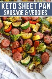 The bacon and onion really give this recipe a lot of sprinkle with the crumbled bacon. Keto Sheet Pan Sausage Veggies Quick Low Carb Kasey Trenum