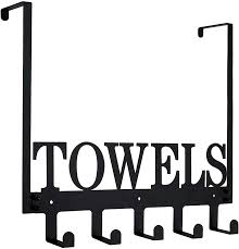 Wall mounted towel rack with hooks. Buy Over The Door Hook Hanger Bathroom Towel Racks Wall Mount For Towels Robes Bag Coats Hats Keys Heavy Duty Hanging Towel Rack Organizer Outdoor Pool Towel Holder 5 Hooks Black