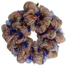 Buy 1 buy 2( 50% off) buy 3( free shipping & 65% off) quantity. Burlap Striped Red White And Blue Patriotic Ribbon Deco Mesh Wreath Contemporary Wreaths And Garlands By What A Mesh By Diana Houzz