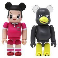 Medicom Chico Will Scold You Chiko-Chan And Kyoe Chan 2 Pack 100% Bearbrick  Figure Set pink gray