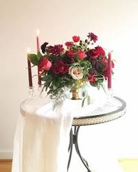 A bold and fun fall faux flower arrangement of neutral. Journal White Floral Arrangements Burgundy Wedding Centerpieces Round Table Decor Wedding