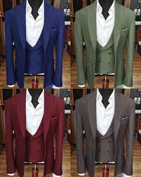 Multi Colors Peak Neck Three Pieces Wedding Suit Men Formal Prom Suits Tuxedo Jacket Vest Pants Formal Prom Suits Prom Suits Wedding Suits Men