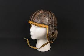 American football helmet materials have changed a lot over the years. 1910 Era Rare Antique Spalding Rain Cap Leather Football Helmet