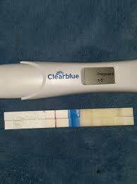 An evaporation line may be caused by waiting too long and reading the result after the time limit. Positive Pregnancy Test Clear Blue Digital