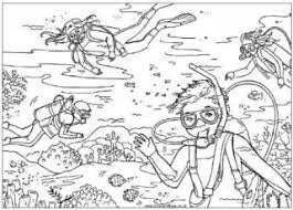 Choose your favorite coloring page and color it in bright colors. Scuba Diving