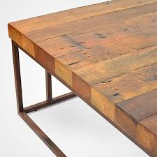 Innovative combination of rustic textures and simple glass makes this table really or… Reclaimed Wood And Metal Base Coffee Table Rotsen Furniture
