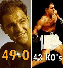 Rocky Marciano was a super boxer. The greatest fighter. His knockout  percentage of over 87% is still among the highest ever recorded. He was  short and stocky with an iron jaw and