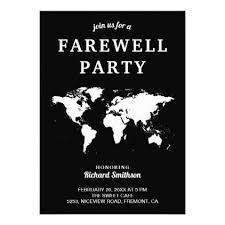 Black And White Party Invitations Black White World Map Farewell Party Invitation Zazzle Com Farewell Party Invitations Farewell Parties Party Invitations