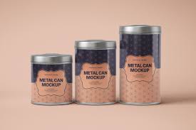 Download Glossy Round Tin Can Box Mockup Set In Packaging Mockups On Yellow Images Creative Store PSD Mockup Templates
