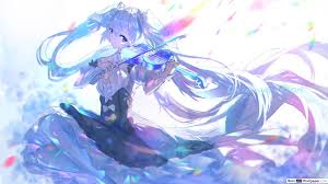 Hatsune Miku Playing Violin Hd Wallpaper Download