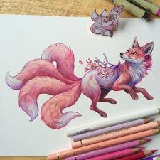 Love This Artwork Of A Fox Artwork Cherryblossom Fox Love Cutefox Love This Artwork Of A Fox Artwork Cherry Fox Art Furry Art Mythical Creatures Art