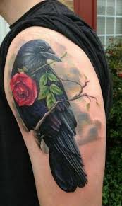Raven And Rose Tattoo Raven Tattoo Tattoos Neck Tattoo