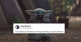 Baby yoda from 'the mandalorian' is setting the internet alight since the disney+ show's release: Christmas 2020 Memes Baby Yoda Mommy Open Kids Presents Comics And Memes