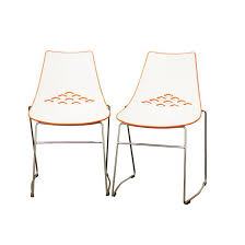 Stackable Orange Diamonds Chair Set Of 2 Dining Chairs Modern Dining Chairs Orange Dining Chairs