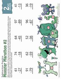 A collection of english esl worksheets for home learning, online practice, distance learning and english classes to teach about cross, cross. Monster Marathon Two Digit Subtraction Education Com