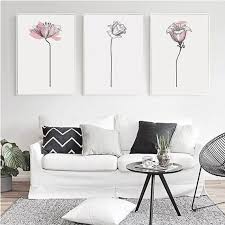 Set Of 3 Wall Art Printable Flowers Print Set Of 3 Minimalist Floral Print Pink Home Printable Wall Art Home Decor Wall Printables Printable Wall Art