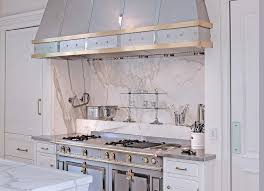 Stainless Steel French Stove With Marble Cooktop Spice Ledge Transitional Kitchen Interior Design Kitchen Small French Stove Kitchen Design