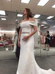 Off The Shoulder Mikado Trumpet Wedding Dress David S Bridal Wedding Dresses Davids Bridal Wedding Dresses Dresses