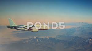 Cinematic Style Animation Of The Plane Jet Is Flying Above Mountains Stock Footage Animation Plane Cinematic Style Animation Jet Fly Stock Video