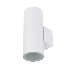 Simple, sharp, and clean, the ledge outdoor wall light is a versatile fixture that can fit in with just about any modern design. Piper 240v E27 Up Down Round Wall Pillar Light White 49222