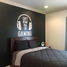 Modern vintage small bedroom makeover from grillo designs. Can T Hear You I M Gaming Video Games Gamer Life For Xbox Playstation Vinyl Wall Decal Gamer Bedroom Boys Bedroom Makeover Bedroom Setup