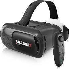 Amazon | VRヘッドセット iPhoneとAndroidに対応 | バーチャルリアリティゴーグル Android用リモコン付き | 3D  Glasses Inc.のコントローラー(ブラック) | Atlasonix | VRゴーグル