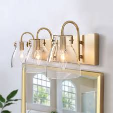 Possini euro wrapped wire 22 wide gold vanity bath light $ 149.99. Lnc Bathroom Light Fixtures Gold Vanity Light Fixture With Glass Shades For Bathroom Powder Room 3 Light Walmart Com Walmart Com
