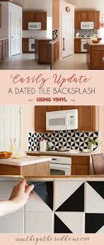 Black And White Cement Tile Backsplash Diy Black And White Vinyl Backsplash The Gathered Home Diy Backsplash Vinyl Backsplash Kitchen Design Diy