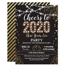 2020 New Years Eve Party Black And Gold Cheers Invitation Zazzle Com In 2020 New Years Eve Party New Years Eve Cheer Party