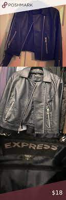 Blue Faux Leather Jacket Brand Express Perfect Condition Adorable Size Small My Pic Urea Are Really Bad Jacke Leather Jacket Brands Fashion Leather Jacket