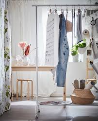 Portable Clothes Racks Like This Rigga Clothes Rack From Ikea Are Smart Multitasking Dorm Room Furniture Portable Clothes Rack Dorm Room Hacks Skirt Hangers
