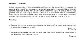 Welcome to standard chartered malaysia. Solved Question 2 20 Marks Following The Adoption Of In Chegg Com