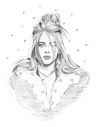 Black And White Billie Eilish Drawing Billie Eilish Portrait Study By Enchantmint An Art Print By Enchantmint Celebrity Drawings Drawings Art