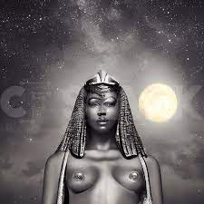 Black Egyptian Sky Goddess Nude in Galactic Sky · Creative Fabrica