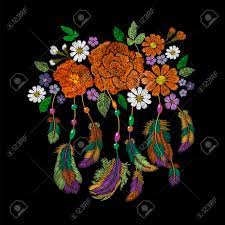 Ehecatl m aztec and toltec mythology, indigenous american, nahuatl. Embroidery Boho Native American Indian Feathers Flowers Arrangement Clothes Ethnic Tribal Fashion Design Decoration Patch Fashionable Template Vector Illustration Art Royalty Free Cliparts Vectors And Stock Illustration Image 99168071
