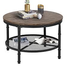 Showcase trinkets and inspire antique glam themes with this wicker coffee table. Buy Sthouyn Small Round Coffee Table With Storage Rustic Center Table Living Room Wood Surface Top Metal Legs Open 2 Tier Shelf Save Space Grey Online In Poland B097ls34g4