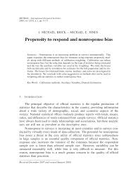 Pdf Propensity To Respond And Nonresponse Bias