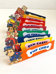Paw Patrol Food Cards Paw Patrol Food Cards Birthday Party Etsy Paw Patrol Birthday Girl Paw Patrol Decorations Paw Patrol Party Decorations
