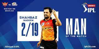 Shahbaz nadeem a 31 ans (12/08/1989). Indianpremierleague On Twitter Shahbaz Nadeem Bags The Man Of The Match Award For His Bowling Figures Of 2 19 Dream11ipl