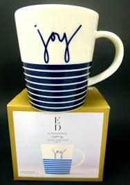 Ellen Degeneres Coffee Mug Joy Royal Doulton Blue Stripe Large Porcelain Cup Ellen Degeneres Ellendegeneres Royal Doulton Porcelain Mugs Ellen Degeneres